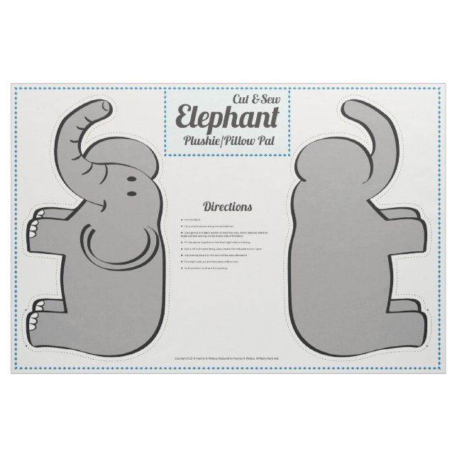 Tissu Couper et coudre Eléphant Plushie - Coussin Pal (Fat Quarter)
