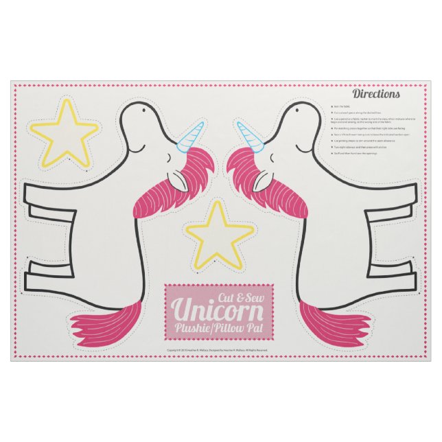 Tissu Couper et scier Unicorn Plushie - Coussin Pal (Fat Quarter)