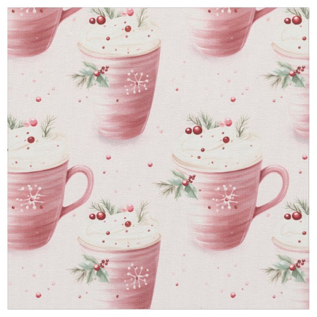 Tissu Coupes de café rose sur rose (Fermer)