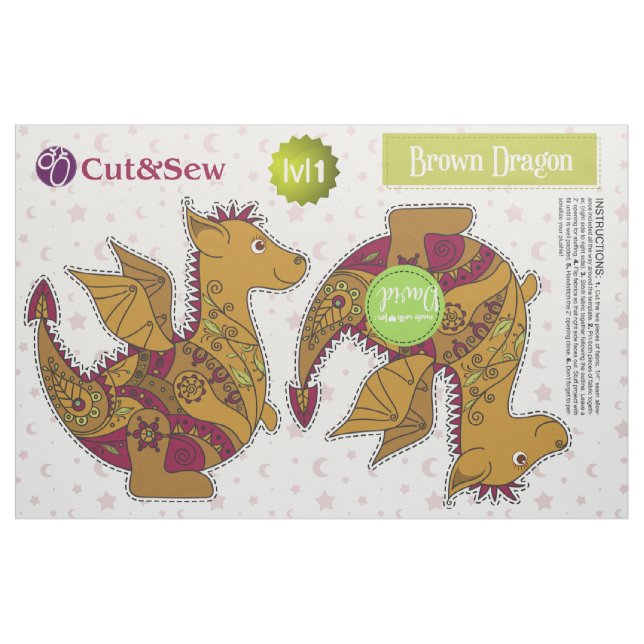 Tissu Coupez et cousez le dragon Brown - projet facile (Fat Quarter)