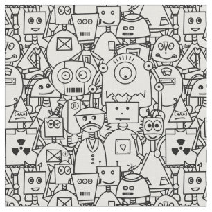 Tissu Coupez-vous les robots les plus mignons sur le bla