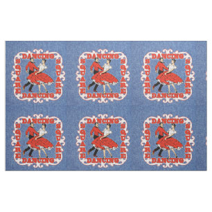 Tissu Couple de danse carré sur Faux Denim 9"