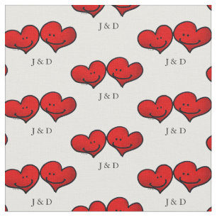 Tissu couple mariage de coeurs rouges mignons personnali