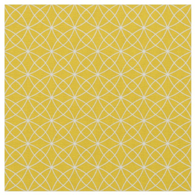 Tissu Courbes entrelacées sur fond jaune foncé (Fermer)