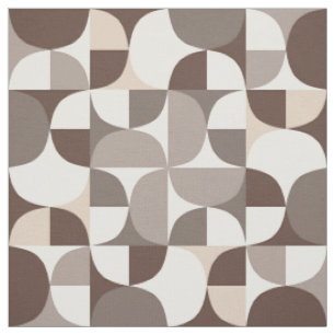 Tissu Courbes géométriques rétro Motif - Terra Brown