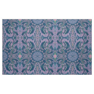 Tissu Courbes & Lotus, lavande motif abstraite et bleu
