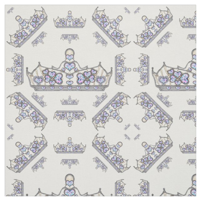 Tissu Couronne argentée de diamants du coeur (Échantillon)