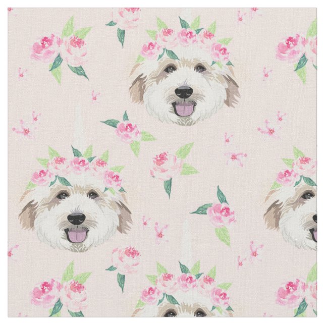 Tissu couronne de fleur d'unicorne de chien d'un doré (Fermer)