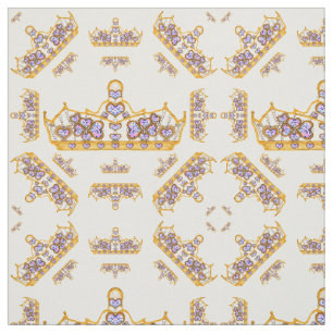 Tissu couronne d'or diamants du coeur