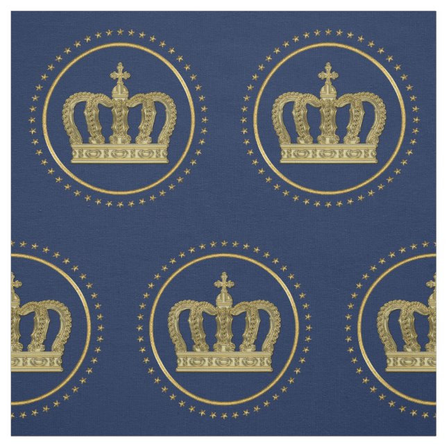 Tissu Couronne royale d'or II et étoiles + votre dos et (Échantillon)
