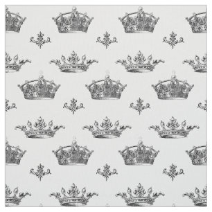 Tissu Couronnes gravées par cru et Fleur-De-Lis