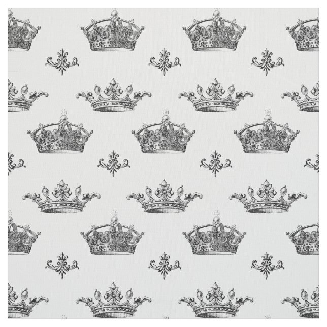 Tissu Couronnes gravées vintages et Fleur-de-Lis (Échantillon)