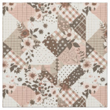 Courte édredon marron rose de style cottage vintag