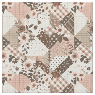 Tissu Courte édredon marron rose de style cottage vintag