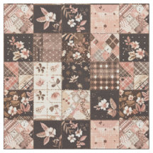 Courte édredon marron rose de style cottage vintag