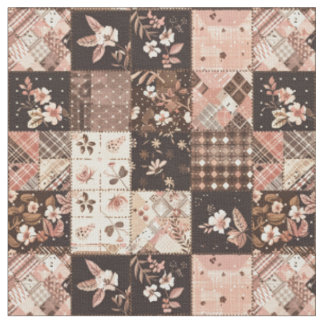 Tissu Courte édredon marron rose de style cottage vintag