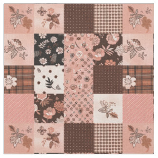 Tissu Courte édredon marron rose de style cottage vintag