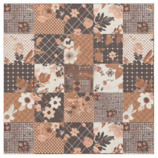 Tissu Courte vintage marron patchwork quilt cottagecore