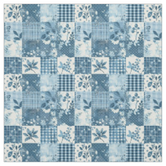 Tissu Courte vintage patchwork bleu Cottagecore ferme