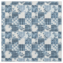 Courte vintage patchwork bleu Cottagecore ferme