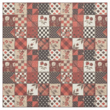 Courte vintage rouge patchwork Maison de campagne 