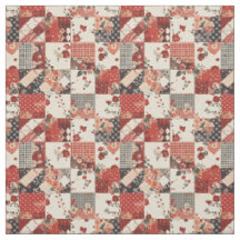 Courte vintage rouge patchwork Maison de campagne 