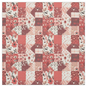 Tissu Courte vintage rouge patchwork Maison de campagne 