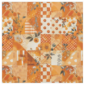 Tissu Courtepatchwork orange pastel vintage Cottagecore
