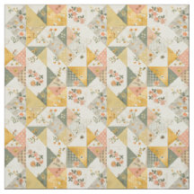 Courtepatchwork vintage fleurs jaune pastel 