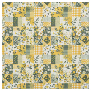 Tissu Courtepièce de patchwork jaune pastel vintage