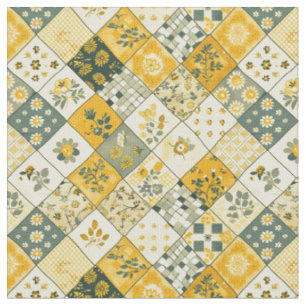 Tissu Courtepièce de quilt vintage jaune pastel