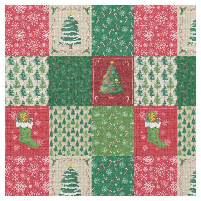 Tissu Courtepoint de Noël facile en patchwork (Fermer)