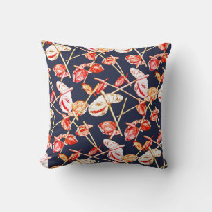 Tissu Coussin Fleurs d'Anthurium Rouge