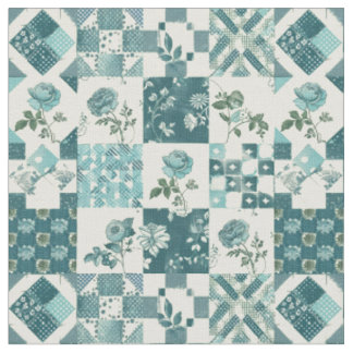Tissu Couverture vintage en patchwork bleu sarcelle d'hi