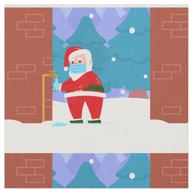 Tissu covid joyeux masque de Noël père Noël se lave les  (Fermer)