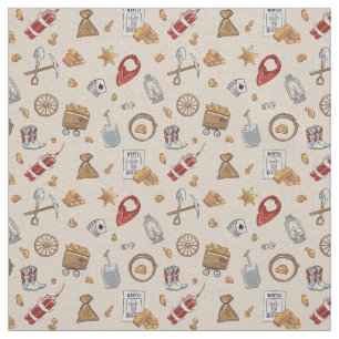 Tissu Cow-boy du Far West orpaillage vintage or