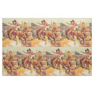 Tissu Cowboy occidental vintage de rodéo sur le cheval