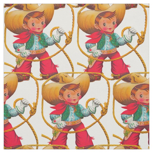 Tissu Cowboy Retro Boy Child Cute Western (Échantillon)