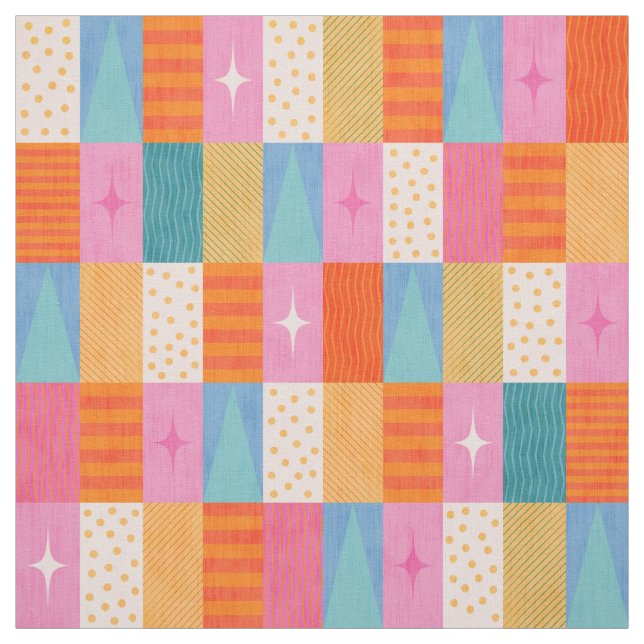 Tissu Cozy Winter Holiday Geometric Patchwork. (Échantillon)