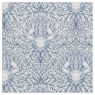 Tissu Crabe et mauvaises herbes marines, été côtier en b