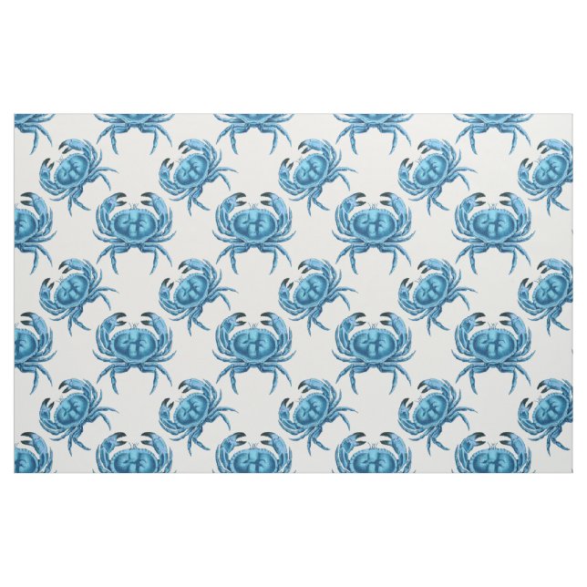 Tissu Crabes Bleus Motif du bord de mer (Fat Quarter)