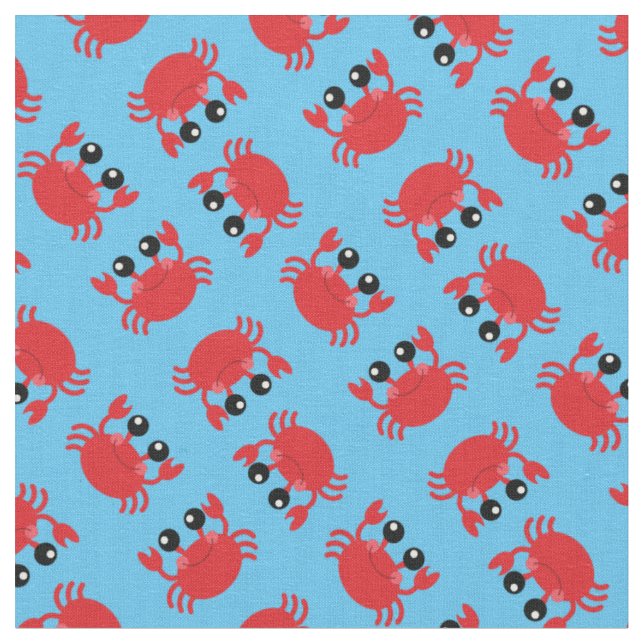 Tissu Crabes mignons Animaux de plage pour enfants (Fermer)