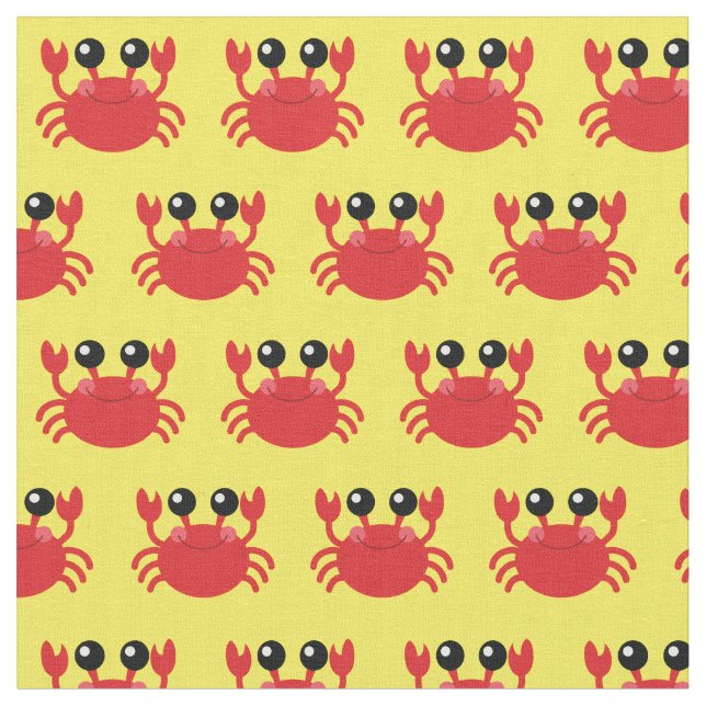 Tissu Crabes mignons Animaux de plage pour enfants (Fermer)