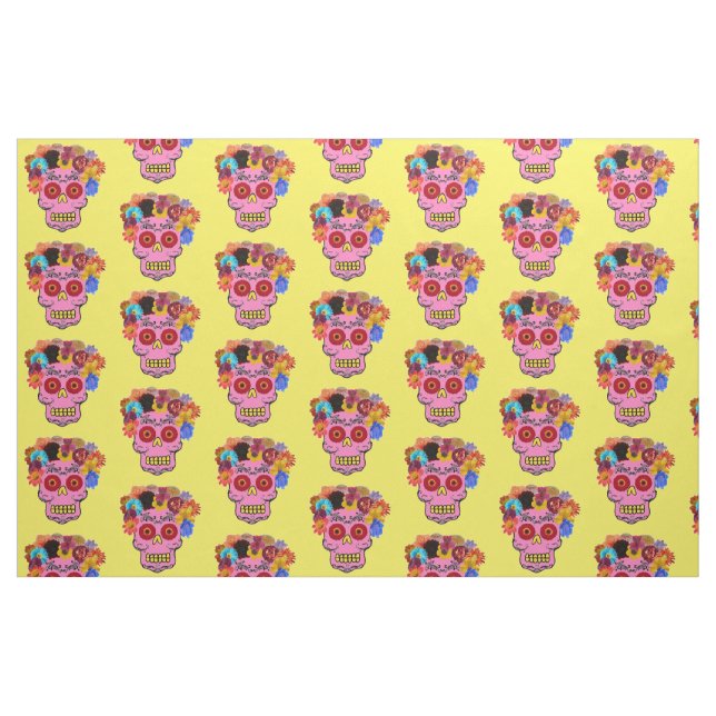 Tissu Crâne à sucre floral (Fat Quarter)