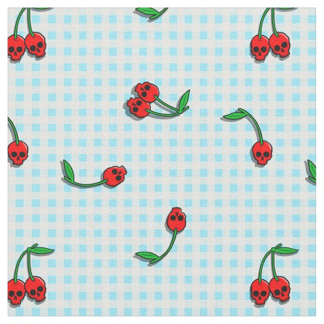 Tissu crâne de cerisier sur en vichy (Fermer)