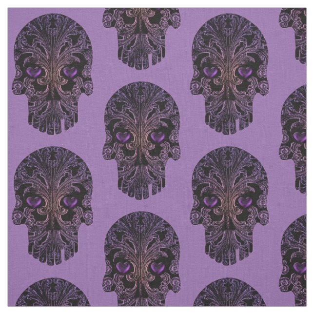 Tissu Crâne de Filigree dans les nuances de violet (Échantillon)