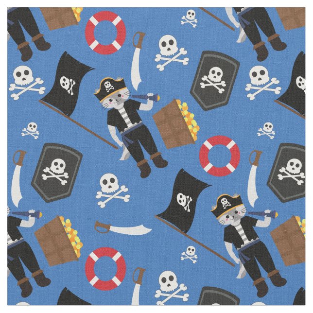 Tissu crâne de pirate bleu (Fermer)