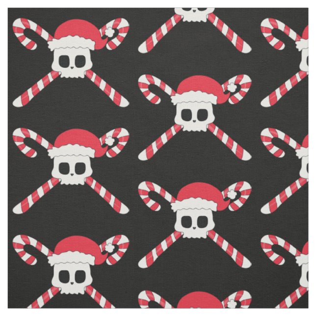 Tissu Crâne de pirate de sucre de canne de Noël (Échantillon)