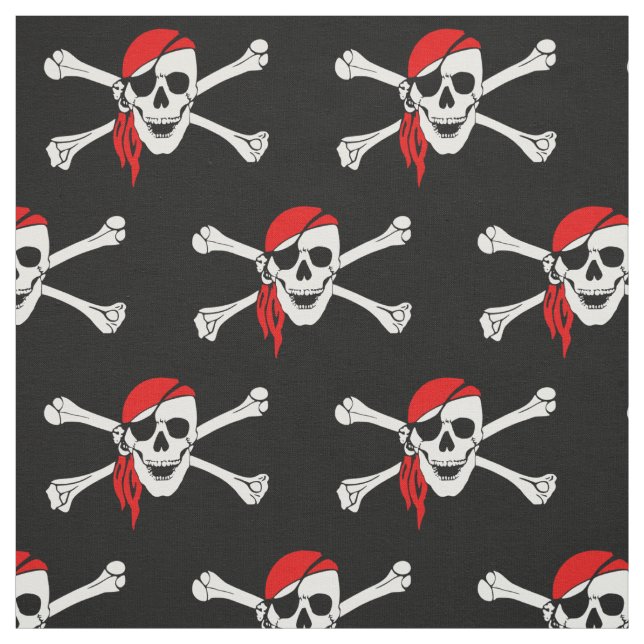 Tissu Crâne de pirate et os croisés (Échantillon)
