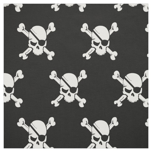 Tissu Crâne de pirate noir et blanc (Échantillon)